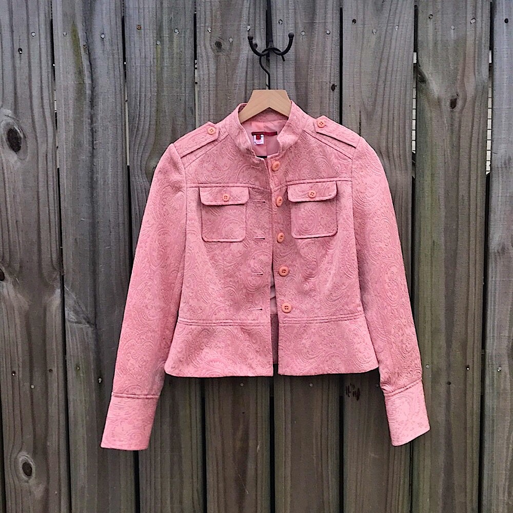 Tape Measure Pink Brocade Jacket - Size 4